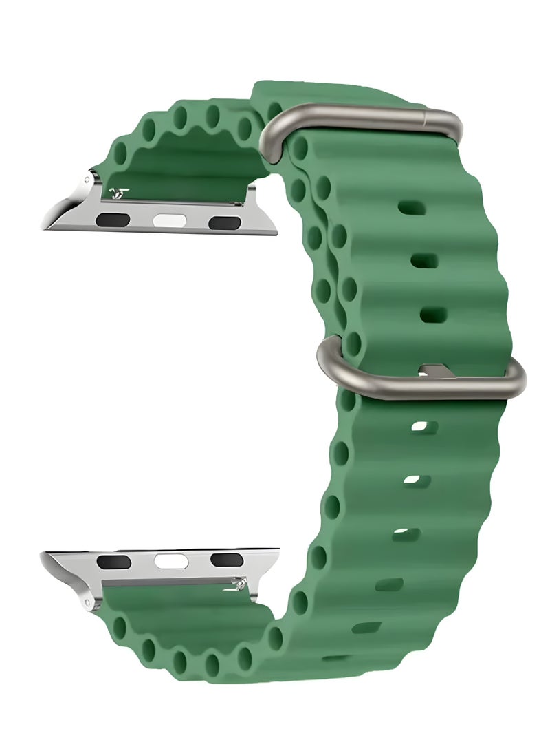 Durable Sport Watch Band - Waterproof Silicone Watch Strap for Smartwatches - Flexible and Comfortable - Fits 42/44/45/49mm-GREEN  - Image 1