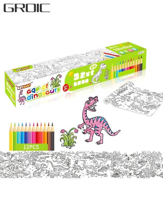 GROIC Animal Jumbo Giant Coloring Posterm with 12 Colored Pencils,Coloring Paper Roll for Kids, Wall Stickers Set, Children's Painting Scroll,Handmade Art Toys - Image 1