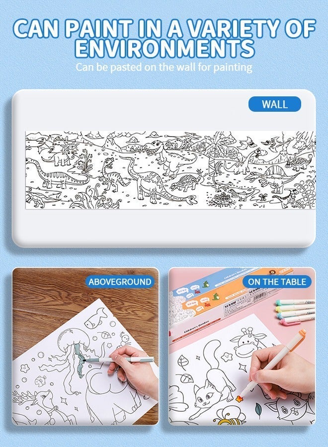 GROIC Animal Jumbo Giant Coloring Posterm with 12 Colored Pencils,Coloring Paper Roll for Kids, Wall Stickers Set, Children's Painting Scroll,Handmade Art Toys - Image 3