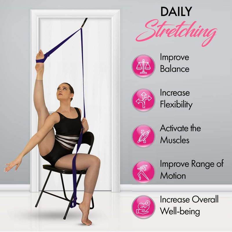 Zenmarkt Stretching Strap With Door Anchor - Stretching Equipment to Improve Legs Flexibility - Splits Trainer For Home Ideal In Ballet, Dance, Cheerleading, Taekwondo, Yoga, Pole Dancing & Gymnastics (Purple) - Image 5