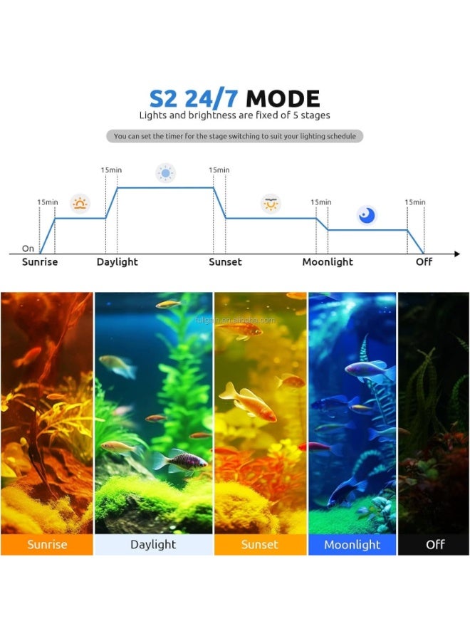 FG199 New Alloy High Wattage 84W 24/7 LED Aquarium Light Fish Tank Light for Plant Memory Mode Daylight Moonlight - Image 3