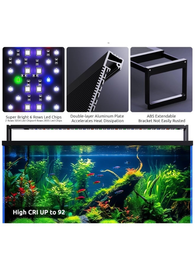 FG199 New Alloy High Wattage 84W 24/7 LED Aquarium Light Fish Tank Light for Plant Memory Mode Daylight Moonlight - Image 2