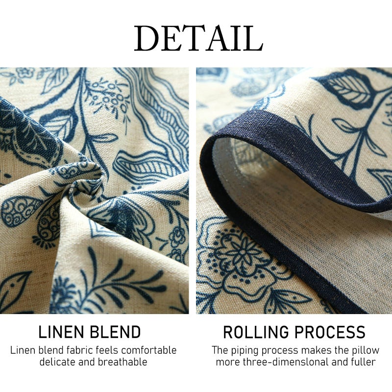 ISAENNE Designer Chinoiserie Elegant Linen Table Runner 102 Inches Long,Blue Floral Pattern Decor Table Runners for Thanksgiving,Dining Room,Banquet,Kitchen Tables,Christmas,12"*102"-Ruyi B - Image 5