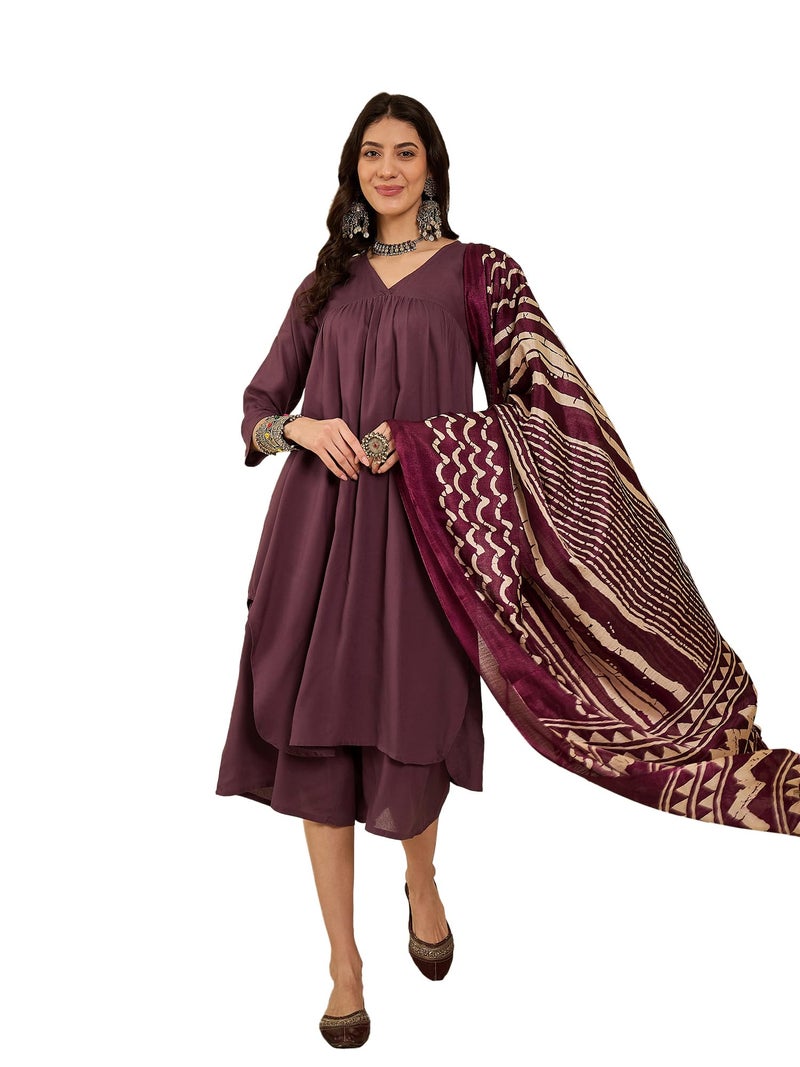 InWeave Women Regular Kurta with Palazzos & With Dupatta - Image 1