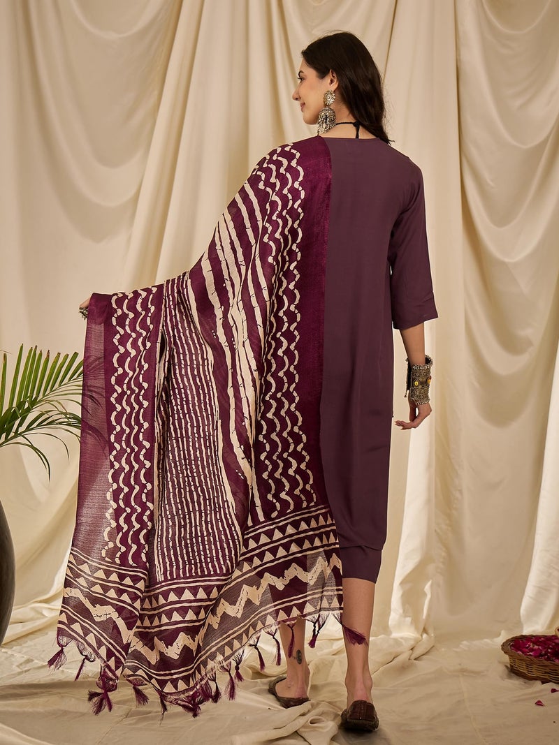 InWeave Women Regular Kurta with Palazzos & With Dupatta - Image 3