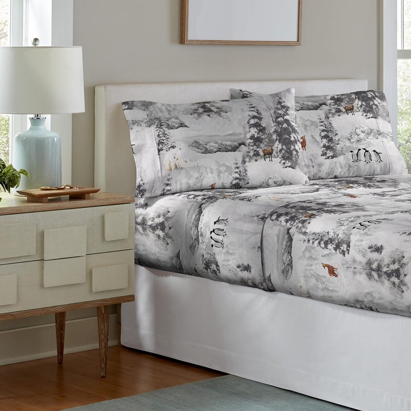 سيليست Celeste Home 190 GSM King Winterland Sheet Set - دافئ ومريح - 100 ٪ من القطن الفانيلا قبل شرك - جيوب ناعمة إضافية - سهلة - مرونة في كل مكان - مريحة - مزدوجة بالفرشاة - Image 2