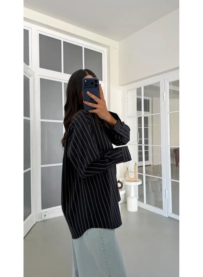 Gaus  Navy Striped Oversized Shirt GAUS-01950 for Women | Best Price UAE