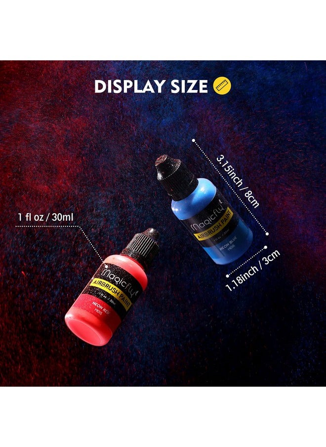 Magicfly Airbrush Paint 16 Colors Acrylic Airbrush Paint Set (30 Ml/1 Oz) Ready To Spray Opaque & Neon Colors Water Based Premium Airbrush Paint Kit For Beginners Hobbyist And Artists  - Image 2