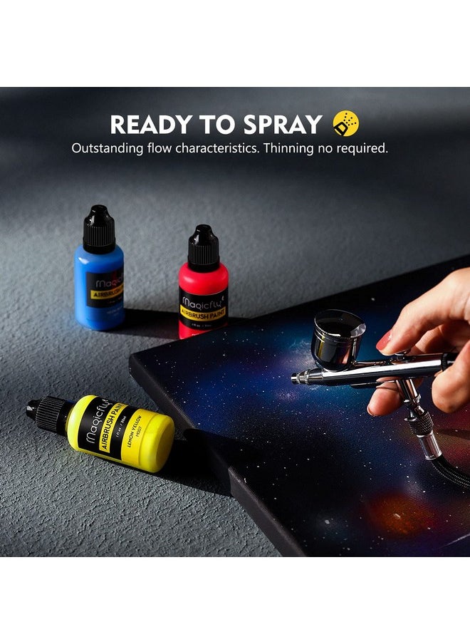 Magicfly Airbrush Paint 16 Colors Acrylic Airbrush Paint Set (30 Ml/1 Oz) Ready To Spray Opaque & Neon Colors Water Based Premium Airbrush Paint Kit For Beginners Hobbyist And Artists  - Image 3
