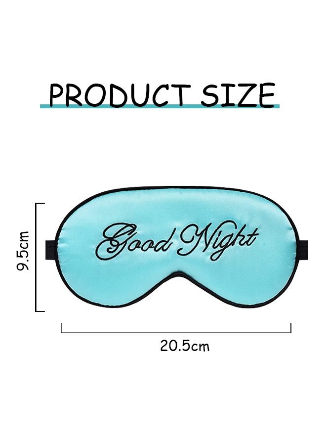 2 Pcs Letter Embroidery Eye Sleep Mask, Adjustable Strap Soft Breathable Imitation Silk Sleep Eye Cover, Travel Nap Meditation Shading Blindfold (Blue + Gold) - Image 2
