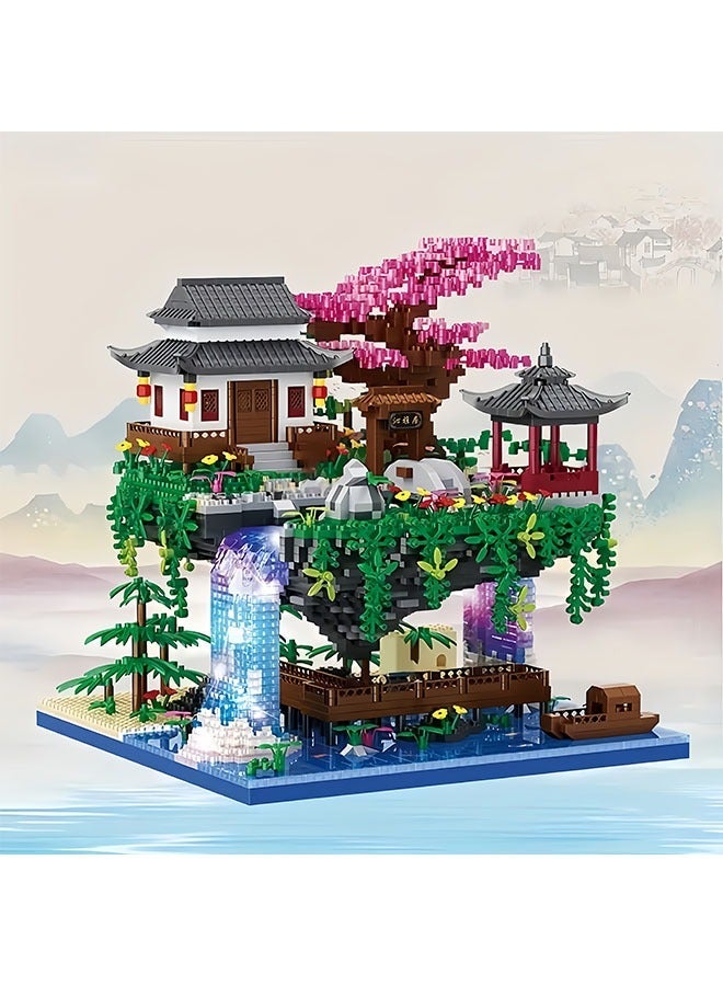 مصغرة بناء كتلة مجموعة الصين الخوخ ، الكرز بونساي مجموعة ، مجموعة من النماذج الكلاسيكية - Image 2