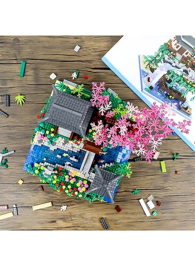 مصغرة بناء كتلة مجموعة الصين الخوخ ، الكرز بونساي مجموعة ، مجموعة من النماذج الكلاسيكية - Image 5