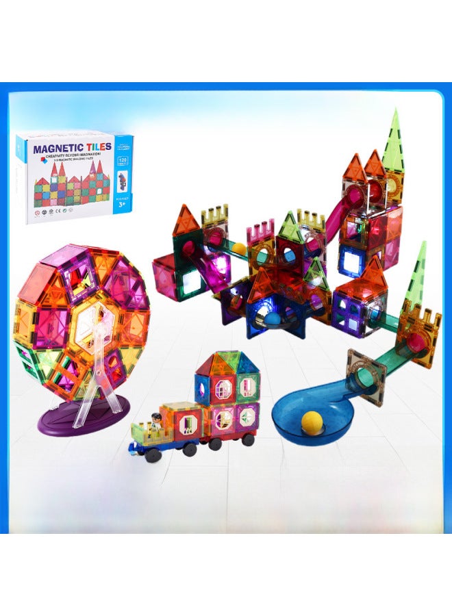 Loquat Colorful Window Track Magnetic Building Blocks Early Education Pipe Toys Children's Suit Assembly Magnetism Educational Toy-Color:High Quality 78-Piece Color Box - Image 2