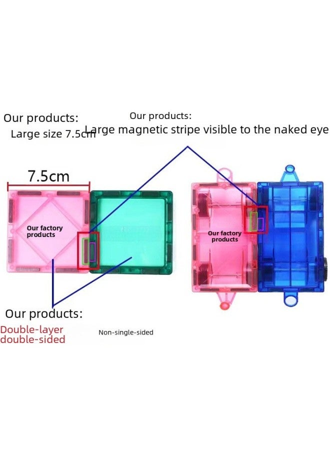 Loquat Colorful Window Track Magnetic Building Blocks Early Education Pipe Toys Children's Suit Assembly Magnetism Educational Toy-Color:High Quality 78-Piece Color Box - Image 3
