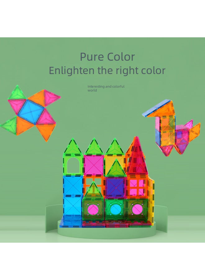 Loquat Colorful Window Track Magnetic Building Blocks Early Education Pipe Toys Children's Suit Assembly Magnetism Educational Toy-Color:High Quality 78-Piece Color Box - Image 4