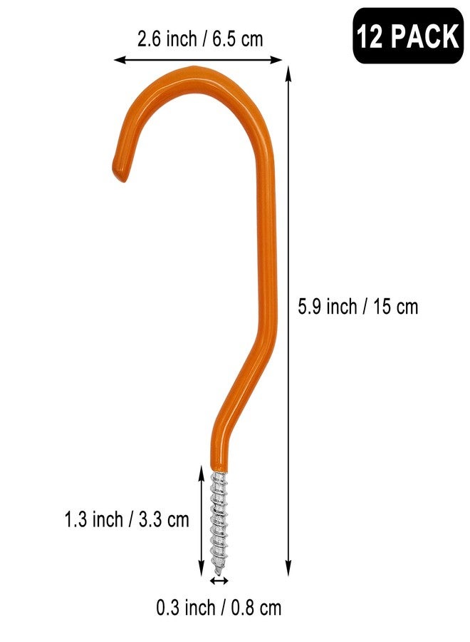 سكارتينك خطافات تخزين الدراجات الثقيلة من Scartink، 12 قطعة، برتقالية اللون، خطافات جدارية كبيرة مثبتة على الحائط والسقف - Image 2