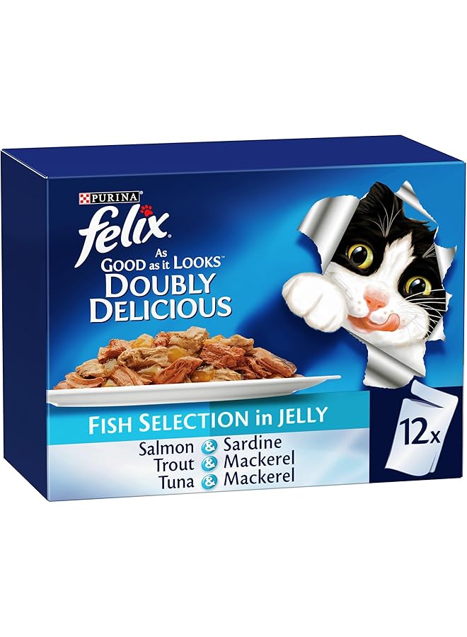 Felix As Good As It Look Doubly Delicious Wet Cat Food Fishy Selections 85G Pack Of 12 - Image 1