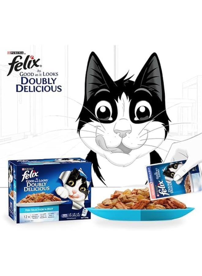 Felix As Good As It Look Doubly Delicious Wet Cat Food Fishy Selections 85G Pack Of 12 - Image 2