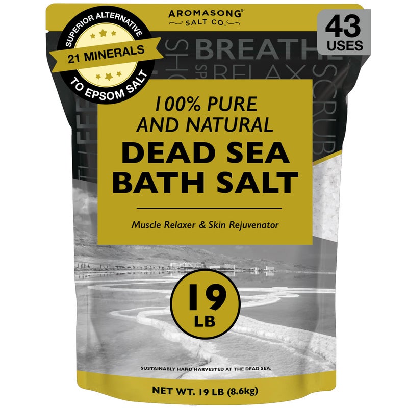 Aromasong Dead Sea Salt - Spa Bath Salt - 19 Lbs Fine Grain Bulk - 100% Pure - Better Absorbing Than Epsom Salt - Soak for Women & Men for Skin Issues and to Relax Tired Muscles - Resealable Pack. - Image 1