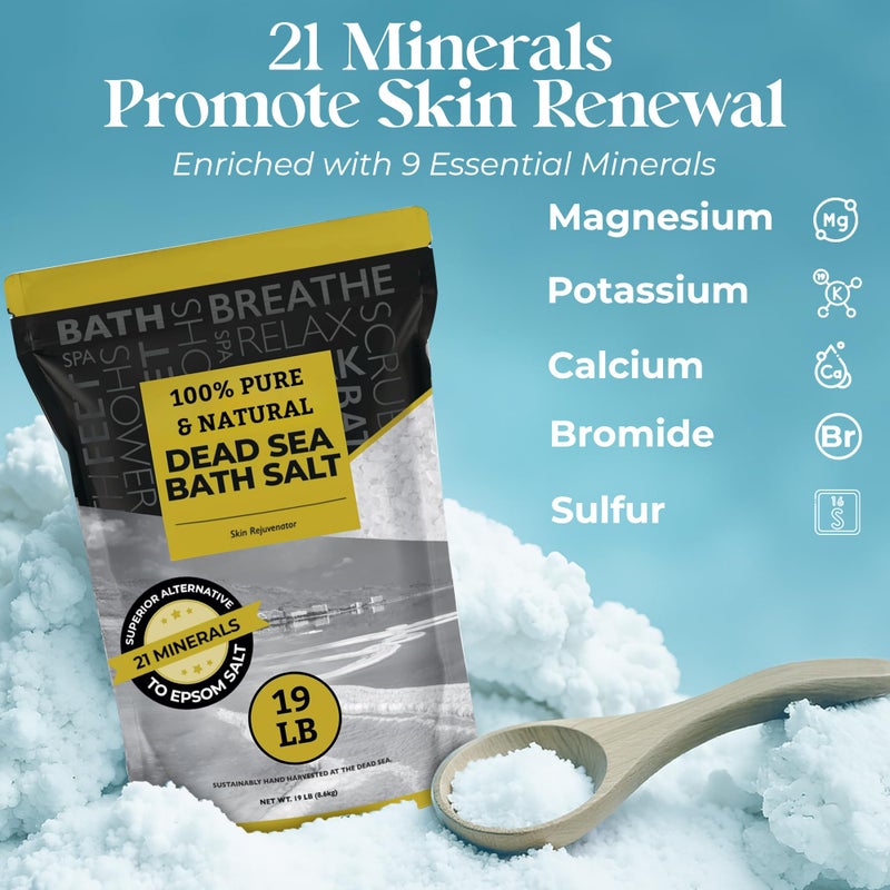 Aromasong Dead Sea Salt - Spa Bath Salt - 19 Lbs Fine Grain Bulk - 100% Pure - Better Absorbing Than Epsom Salt - Soak for Women & Men for Skin Issues and to Relax Tired Muscles - Resealable Pack. - Image 2