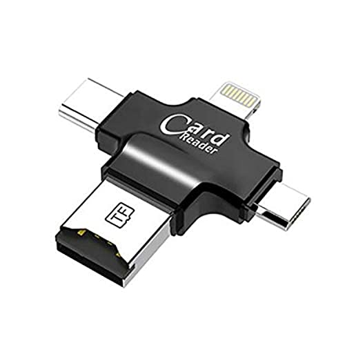 smars® 4 in 1 OTG Card Reader for Lightning to Micro SD/TF Card Readers Adapter for Lightning Type C Micro USB & USB Card Reader - Image 1