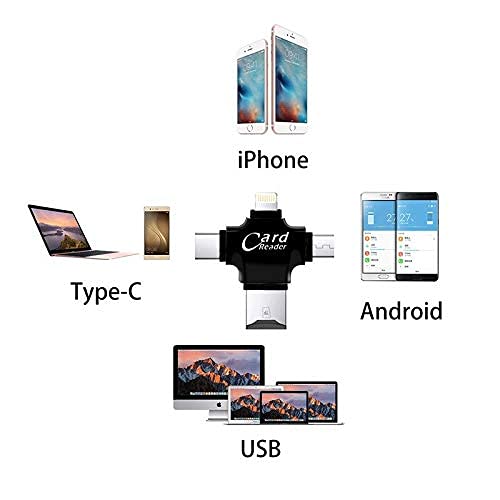 smars® 4 in 1 OTG Card Reader for Lightning to Micro SD/TF Card Readers Adapter for Lightning Type C Micro USB & USB Card Reader - Image 5