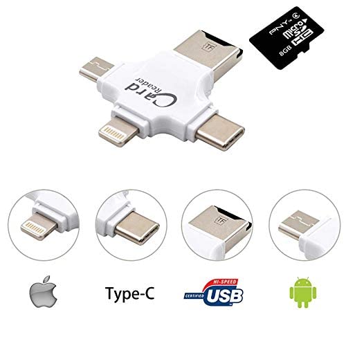 smars® 4 in 1 OTG Card Reader for Lightning to Micro SD/TF Card Readers Adapter for Lightning Type C Micro USB & USB Card Reader - Image 3