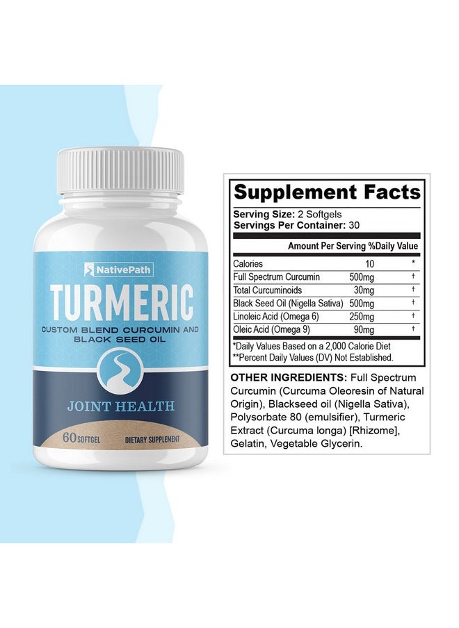 NativePath - Turmeric Curcumin With Black Seed Oil Joint Health And Antioxidant Supplement 60 Softgels - Image 1