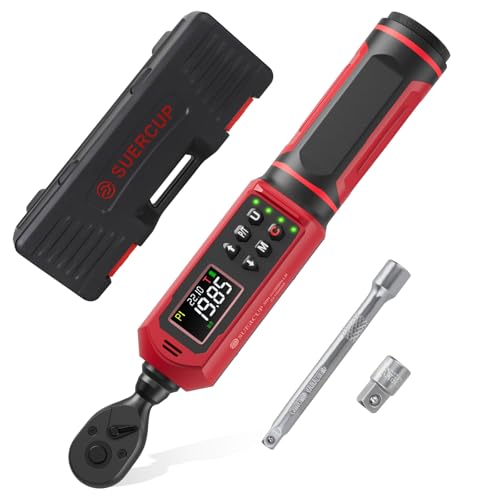 SUERCUP 1/4-inch Digital Torque Wrench(0.33-22.1Ft.Lb/0.45-30N.m) ±1% Accuracy Digital Torque Wrench with Vibration, Buzzer,LED Notification and Five Units of Measure, for Bike, DIY and Home Repair - Image 1