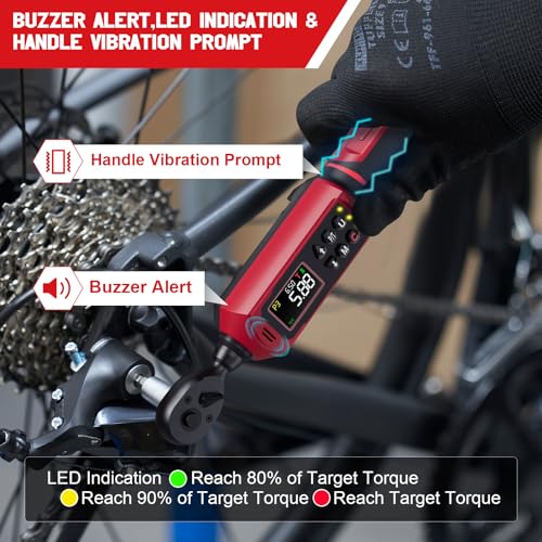 SUERCUP 1/4-inch Digital Torque Wrench(0.33-22.1Ft.Lb/0.45-30N.m) ±1% Accuracy Digital Torque Wrench with Vibration, Buzzer,LED Notification and Five Units of Measure, for Bike, DIY and Home Repair - Image 5
