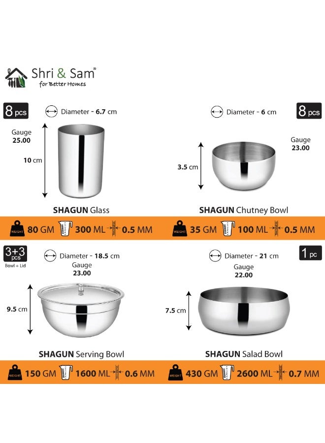 Shri & Sam Stainless Steel Shagun Dinner Set (101 Pcs Set) - Image 4