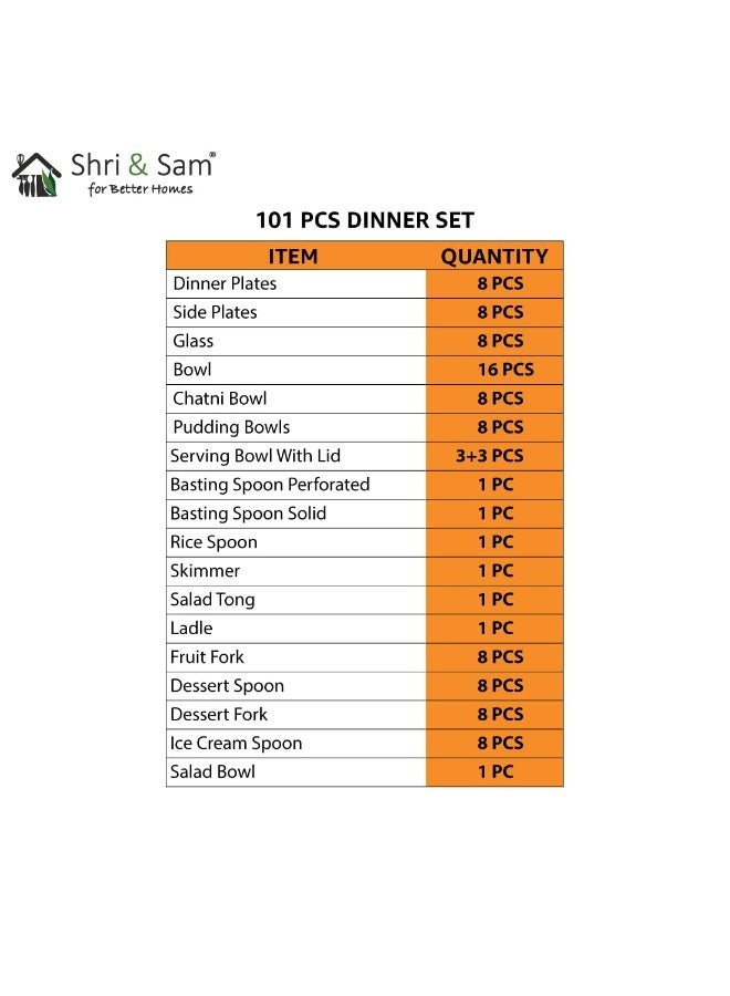 Shri & Sam Stainless Steel Shagun Dinner Set (101 Pcs Set) - Image 2