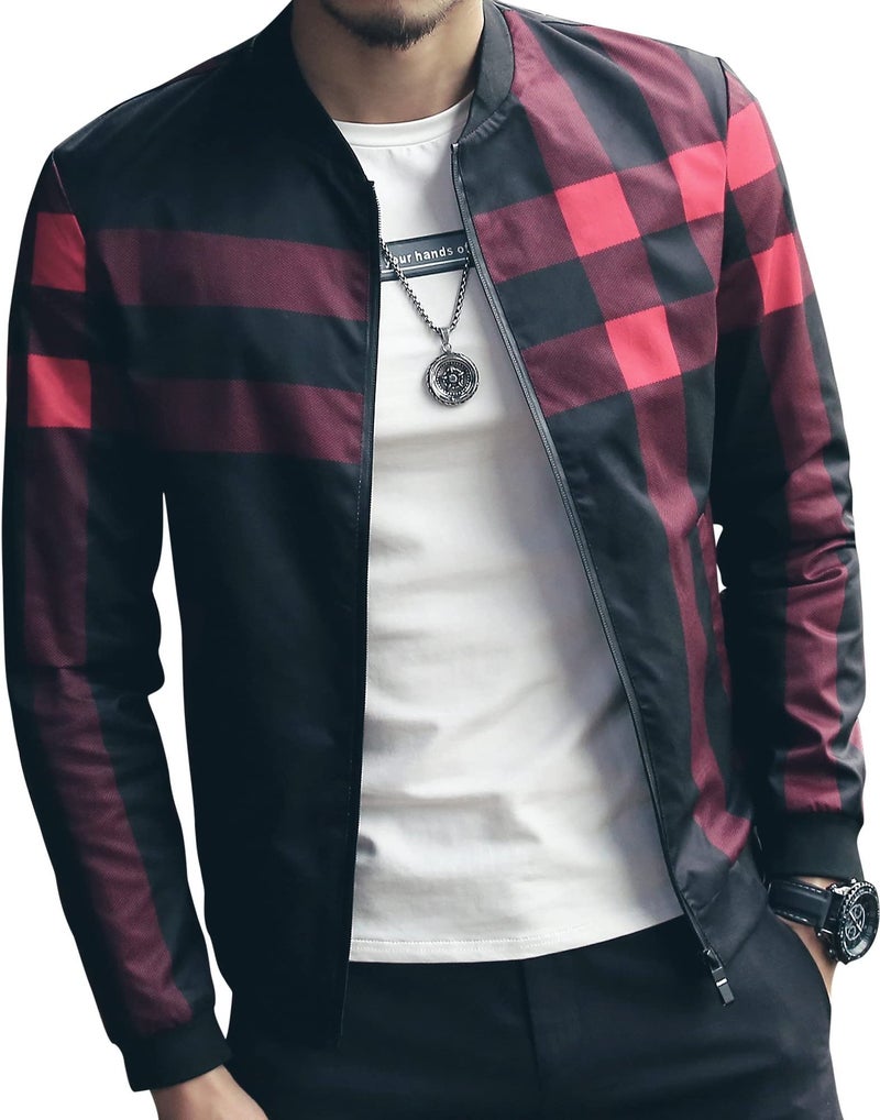 LOGEEYAR Men's Bomber Jacket Casual Lightweight Jacket Color Block Windbreaker Coat with Pocket - Image 1
