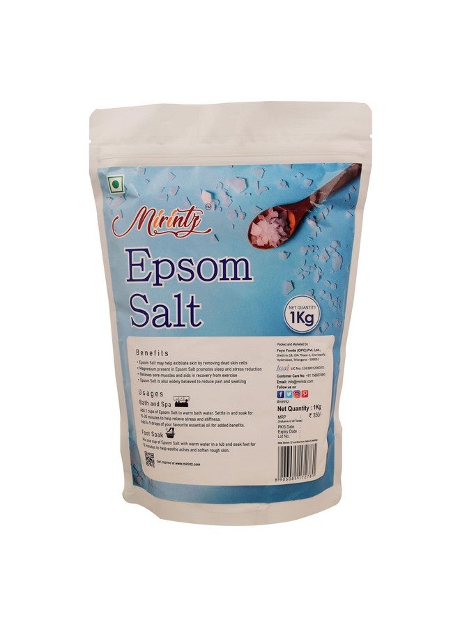 Mirintz Pure Epsom Salt |(1 Kg) Magnesium Sulfate Epsom Salt Bath Soak | Natural Epsom Bath Salts For Women Relaxing | Epsom Salts For Soaking Foot Care, Salt Scrub, Bath Products & Spa Stuff - Image 1