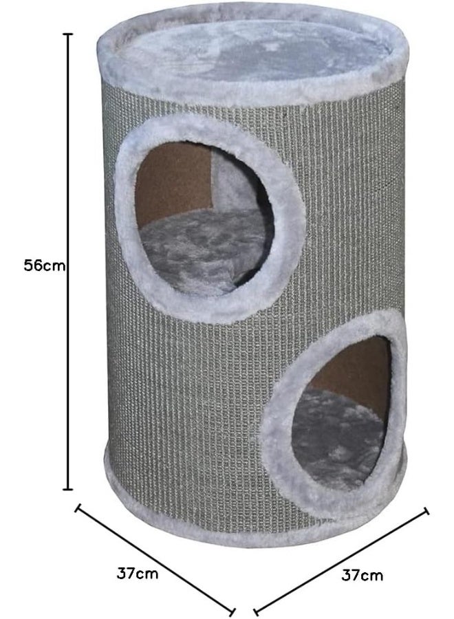 Ebi Trend Cat Dome Everlast Tower Level 2 Cat Scratcher 37x37x56cm - Grey - Image 2