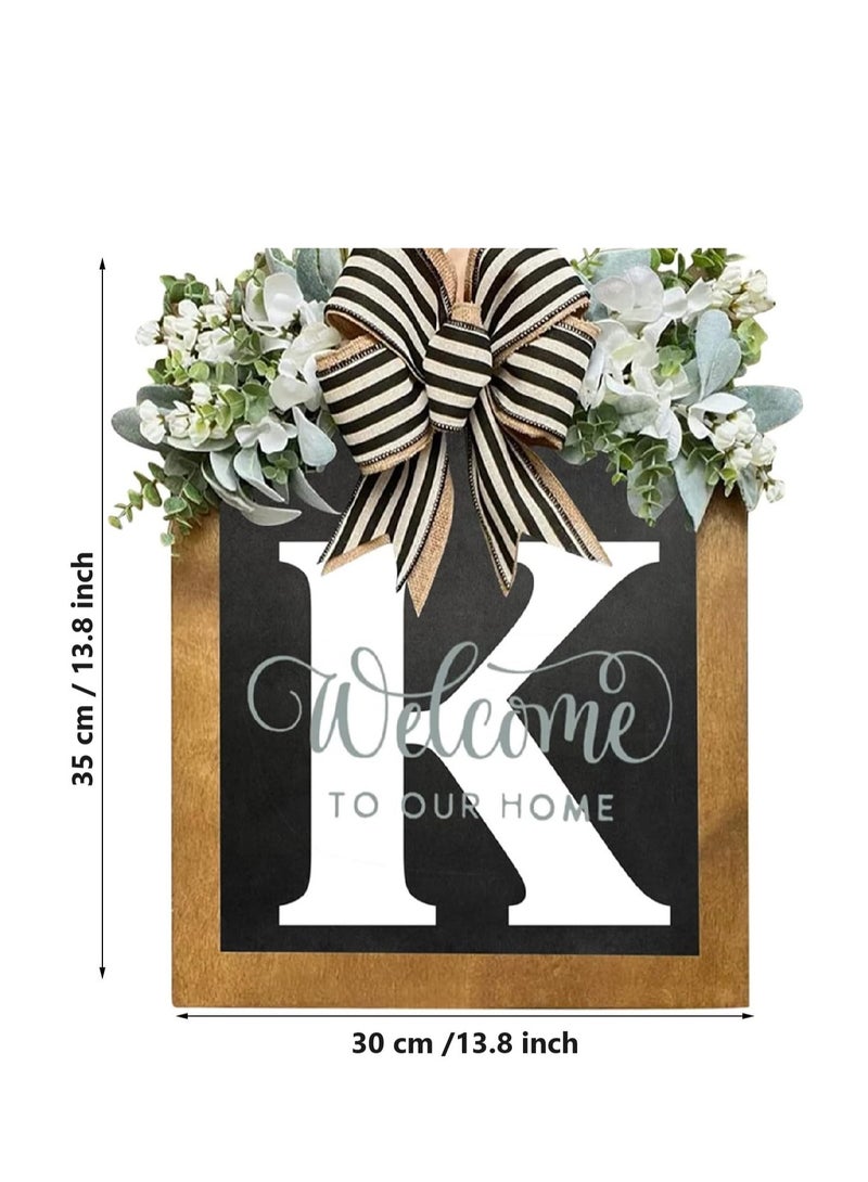 Bluejw Welcome Sign Creative Bowknot Letter Wreath In Front Of The Door Outdoor Decoration Props For The Courtyard 30x35CM - Image 2