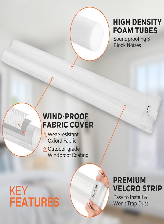 Comfyanno Under Door Draft Stopper - Bottom Door Gap Filler & Seal - Windproof Coating Cover - Fits 30” to 36” Door - Block Noise, Sound, Hot Air, Light, Wind - Easy Install Draft Blocker - White - Image 3