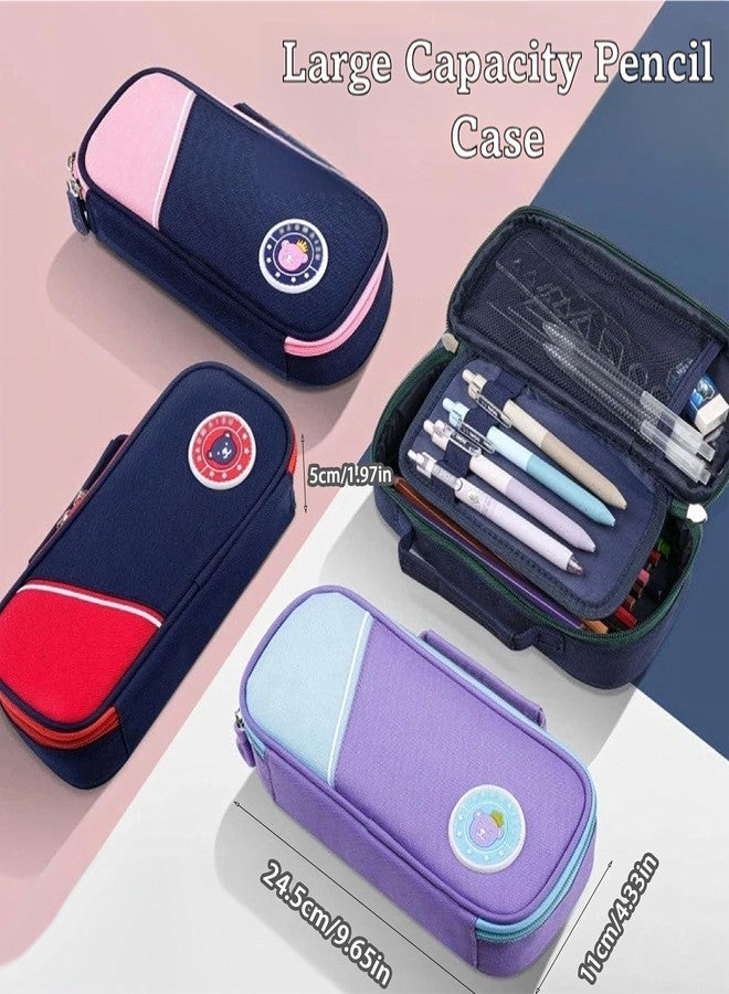 Ristpal 46 Pcs Large Capacity Pencil Pouch with Aesthetic School Supplies, 12 Pastel Highlighters, 5 Black Ink Gel Pens, 6 Mechanical Pencils Set 0.5 & 0.7mm, Sticky Notes, Stationary Set for Student (Pink) - Image 2