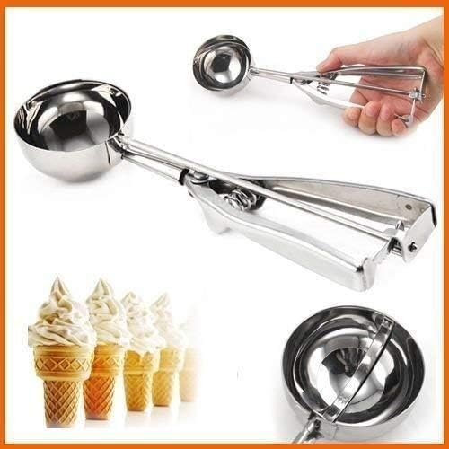 wall love Stainless Steel Ice Cream Scooper with Trigger Release – Multi-Use Cookie Dough Scoop for Smooth Serving and Easy Portioning - Image 2