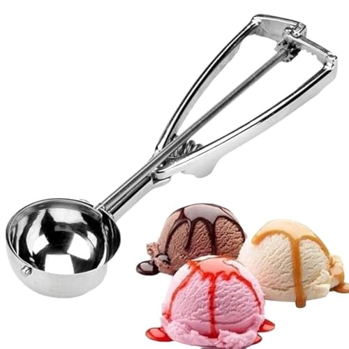 wall love Stainless Steel Ice Cream Scooper with Trigger Release – Multi-Use Cookie Dough Scoop for Smooth Serving and Easy Portioning - Image 1