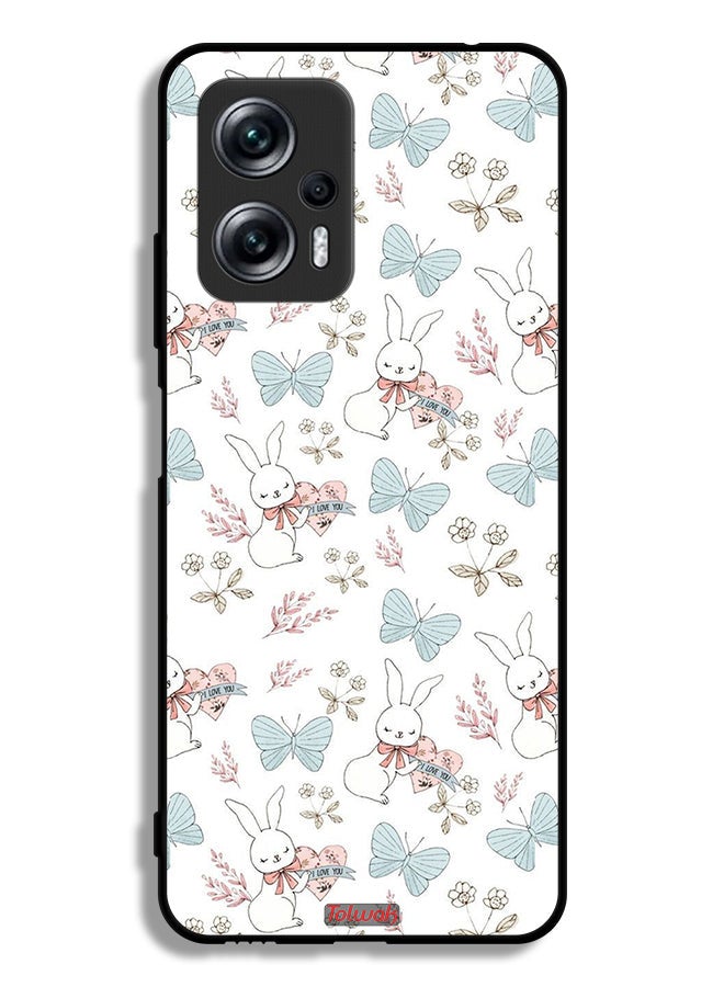 Tolwak Xiaomi Redmi Note 11T Pro 5G Protective Case Cover Rabbit And Butterflies - Image 2