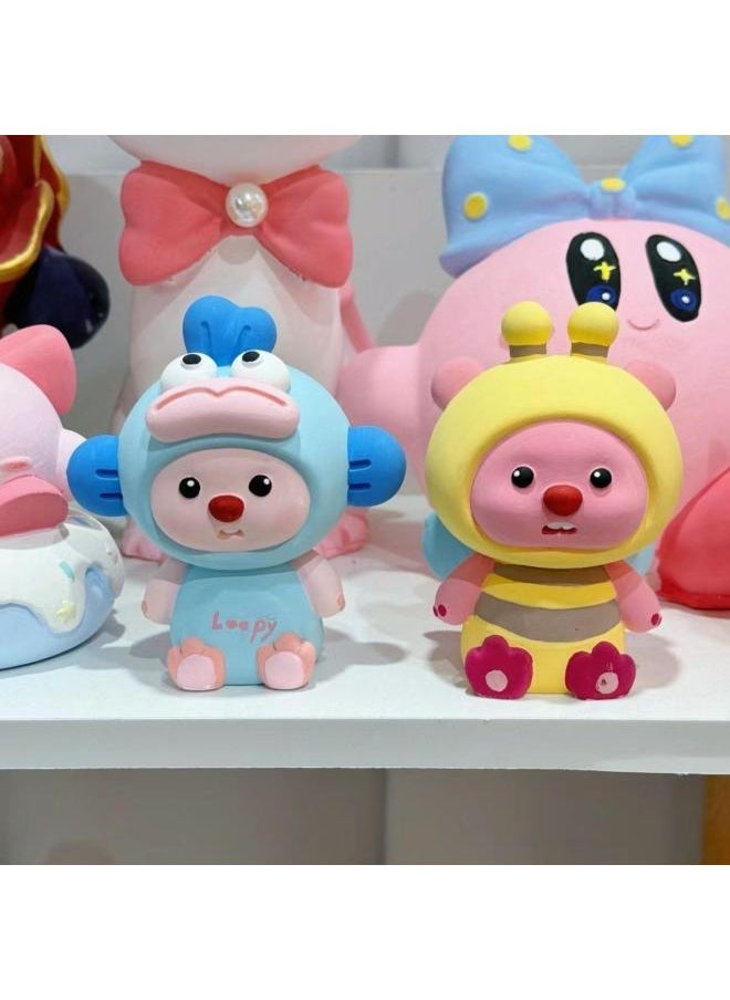 [2220 Collection] Explosions Ruby Loopy Ice Cream Ruby Cute Plaster Doll Color Decoration-Color:12 Colors Of Paint + 2 Brushes + Paint Palette - Ruby [ice Cream]
