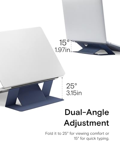 MOFT Laptop Stand for Desk, Adhesive MacBook Computer Stand with 2 Adjustable Viewing Angles, Foldable and Portable Laptop Riser Compatible with 11"-16" Laptops, Navy Blue(Adhesive Version) - Image 5