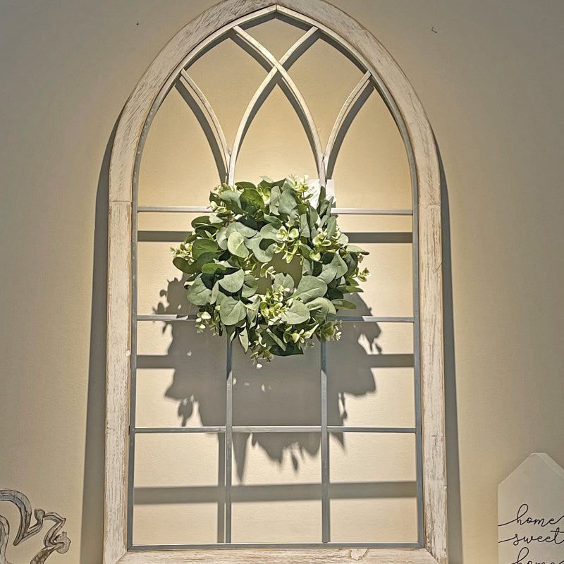 Grbambi 2Pc Artificial Eucalyptus Wreath Fabric Eucalyptus Leave Wreath Round Green Wreath For Farmhouse Wall Window Decor - Image 4