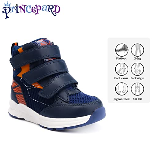 princepard Toddlers Orthopedic Shoes,Kids High Top Corrective Sneakers with Arch & Ankle Support for Girls and Boys to Correct Foot Problems Blue - Image 2