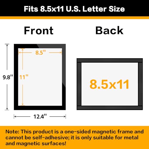 VAIIGO 5Pack Magnetic Frames for Refrigerator - 8.5 x 11 Magnetic Sign Holder, Magnetic Paper Holder Document Holder for Fridge, Metal, Whiteboard Surface - Magnetic Picture Frame Poster Frame - Image 3