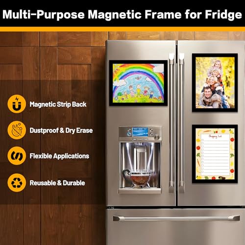 VAIIGO 5Pack Magnetic Frames for Refrigerator - 8.5 x 11 Magnetic Sign Holder, Magnetic Paper Holder Document Holder for Fridge, Metal, Whiteboard Surface - Magnetic Picture Frame Poster Frame - Image 2