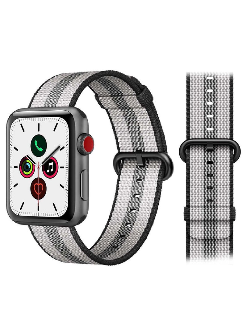 Perfii Nylon Replacement Band For Apple Watch Series 5/4/3/2/1 40/38mm Black Stripe