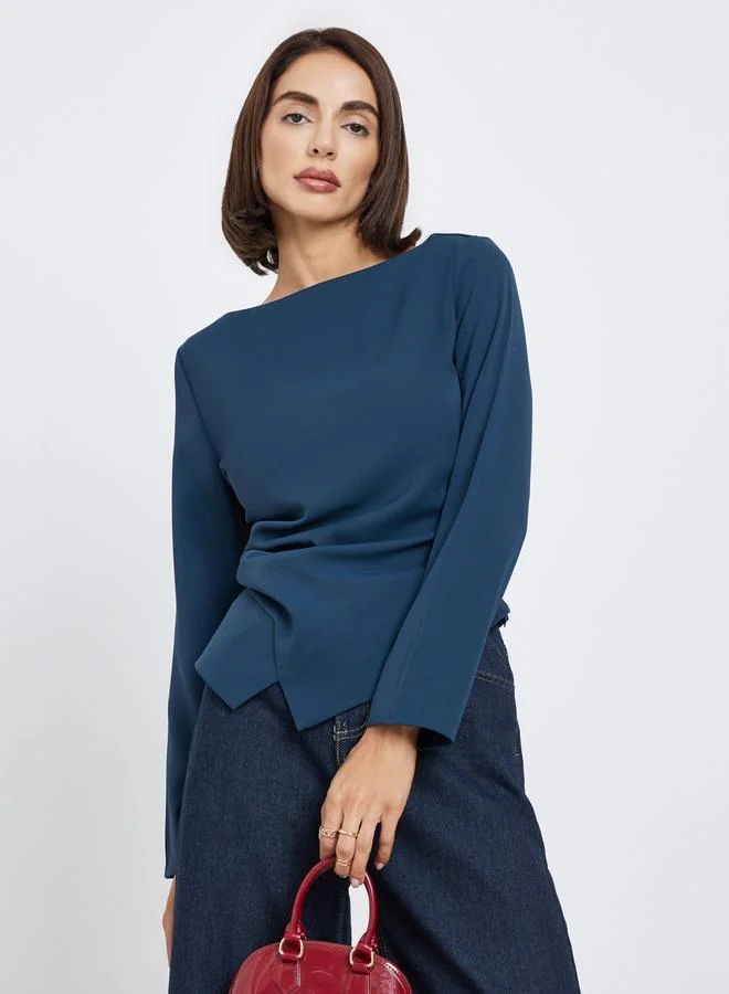 Styli Blue Long Sleeve Blouse