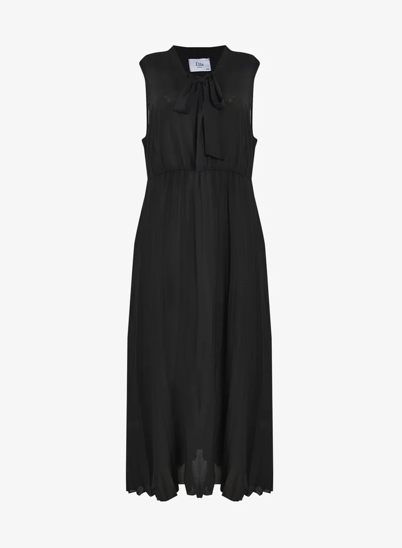 Ella Plus Sleevless Dress With Neck Tie Detail